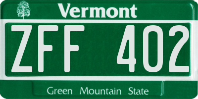 VT license plate ZFF402
