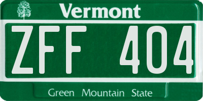 VT license plate ZFF404