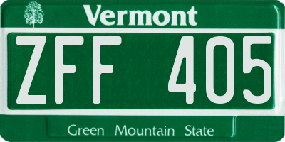 VT license plate ZFF405