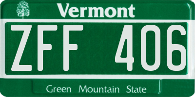 VT license plate ZFF406