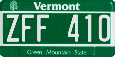 VT license plate ZFF410