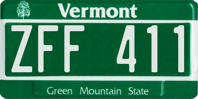 VT license plate ZFF411