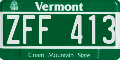 VT license plate ZFF413