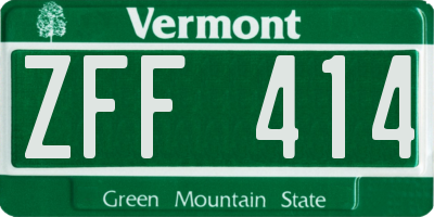 VT license plate ZFF414
