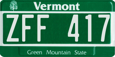 VT license plate ZFF417