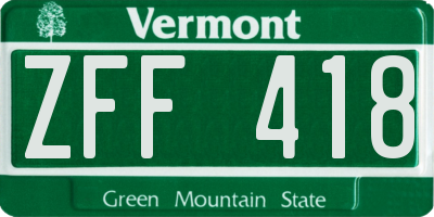 VT license plate ZFF418