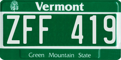 VT license plate ZFF419