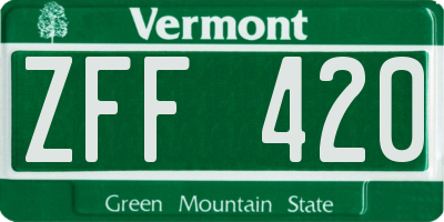 VT license plate ZFF420