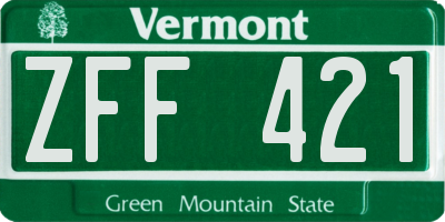VT license plate ZFF421