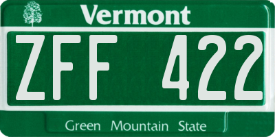 VT license plate ZFF422