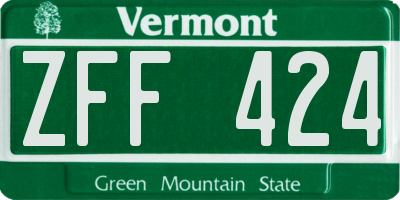 VT license plate ZFF424