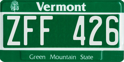 VT license plate ZFF426