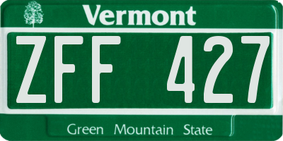 VT license plate ZFF427