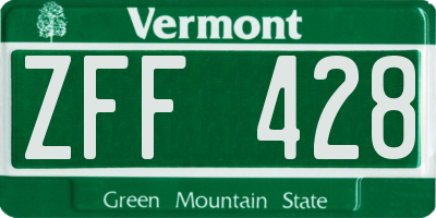 VT license plate ZFF428