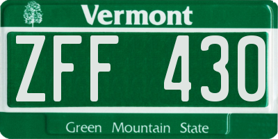 VT license plate ZFF430