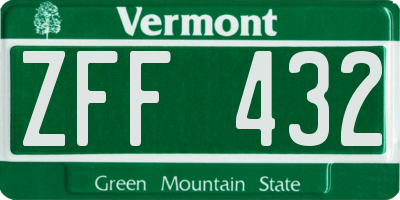 VT license plate ZFF432