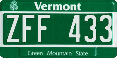 VT license plate ZFF433