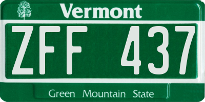 VT license plate ZFF437