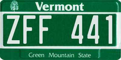 VT license plate ZFF441