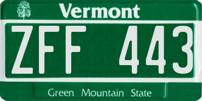 VT license plate ZFF443