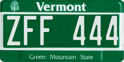 VT license plate ZFF444