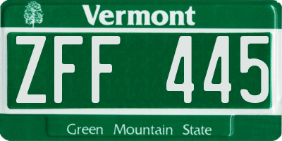 VT license plate ZFF445