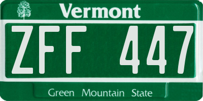 VT license plate ZFF447