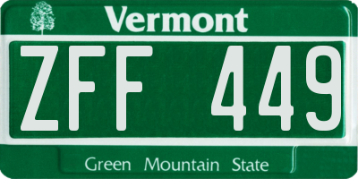 VT license plate ZFF449