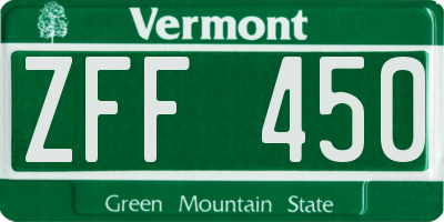 VT license plate ZFF450