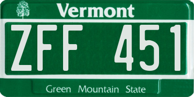 VT license plate ZFF451