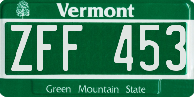 VT license plate ZFF453