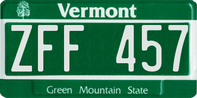 VT license plate ZFF457