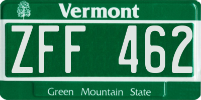 VT license plate ZFF462