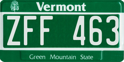 VT license plate ZFF463
