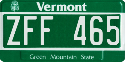 VT license plate ZFF465