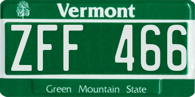 VT license plate ZFF466