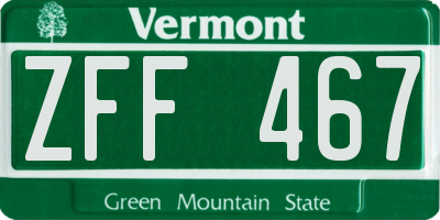 VT license plate ZFF467