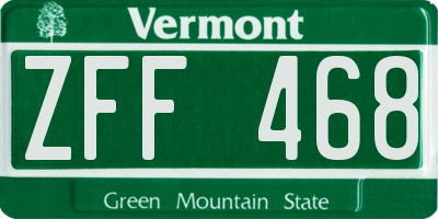 VT license plate ZFF468
