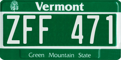 VT license plate ZFF471