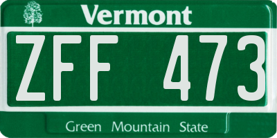 VT license plate ZFF473