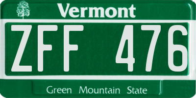 VT license plate ZFF476