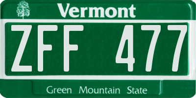 VT license plate ZFF477