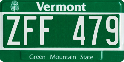 VT license plate ZFF479