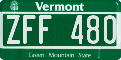 VT license plate ZFF480