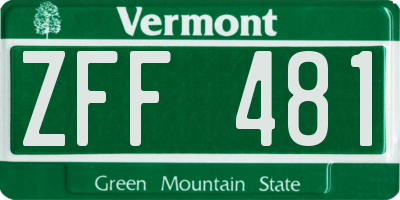 VT license plate ZFF481