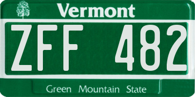 VT license plate ZFF482