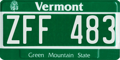 VT license plate ZFF483