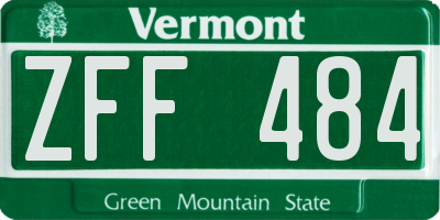 VT license plate ZFF484