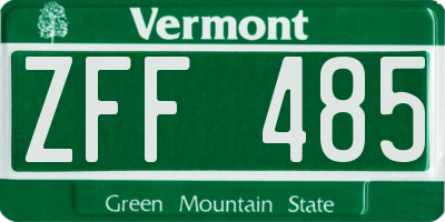 VT license plate ZFF485