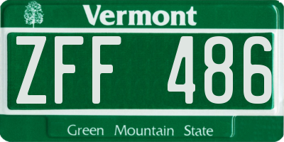 VT license plate ZFF486